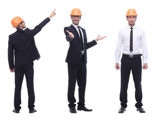 in full growth .qualified engineer architect isolated on white