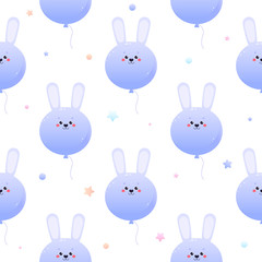 Cute Kawaii Hare Rabbit. Animal seamless pattern. Vector