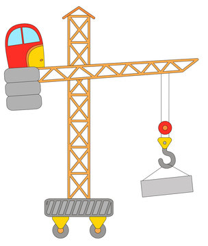 Cartoon crane isolated on white