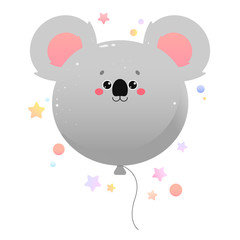 Balloon Cute Kawaii Koala, Koala Bear. Animal isolated on a white background. Vector