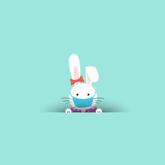 Easter bunny peeps out. Template for a birthday card. - Vector