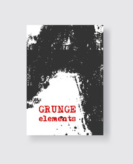 Black ink brush stroke on white background. Vector illustration of grunge stains element.