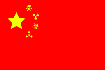 china flag concept with coronavirus biohazard