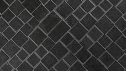 Black anthracite dark concrete cement stone square rectangular cubes texture background ( 45 degrees )