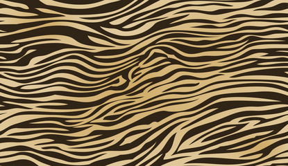 Tiger skin seamless pattern. Animal fur print. Repeating stripes. Wildlife, natural camouflage texture.  Vector abstract illustration wallpaper background.