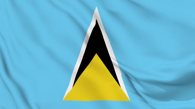 Saint Lucia flag is waving 3D animation. Saint Lucia flag waving in the wind. National flag of Saint Lucia. flag seamless loop animation. 4K