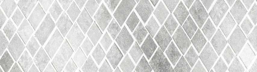 Gray white bright geometric rhombus grid tiles texture background banner panorama