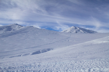 Fototapeta na wymiar ski mountaineering on the slopes of Pian Munè in Val Varaita