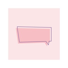 Speech Bubble. Unique shape. Separated Outline. Pink shadow. Blank empty sticker. Graphic Vector illustration. Cartoon Comic style. Simple, minimal design. Isolated Icon. Conversation concept