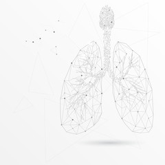 Human lungs digitally drawn in low poly triangle shape.