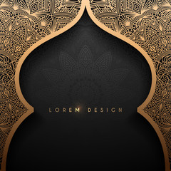 Gold arch with arabic pattern background - obrazy, fototapety, plakaty