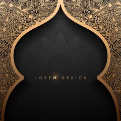 Foto op Plexiglas Gold arch with arabic pattern background © d1sk