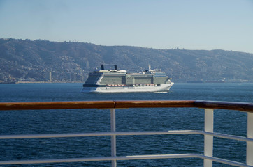 Modern Celebrity Cruises luxury cruiseship or cruise ship liner Celebrity Eclipse in bay of San...