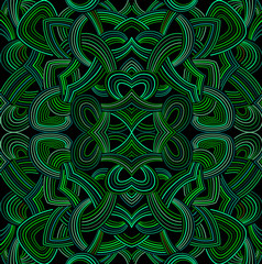 Trendy Malachite Oriental Vector Seamless Pattern. No Gradients or Transparency Used.

