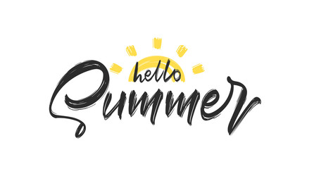 Obraz premium Brush lettering composition of Hello Summer Typography design.