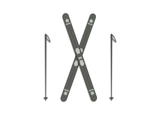 Ski and ski sticks 