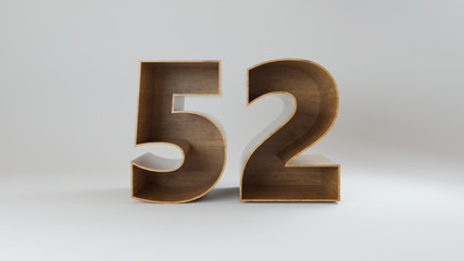 3d rendered wooden number isolated on white background