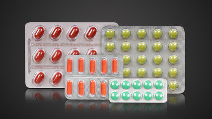 Medical set with pills.