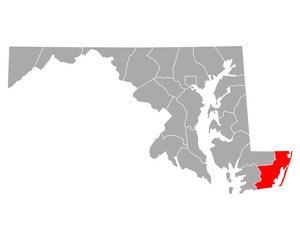 Karte von Worcester in Maryland
