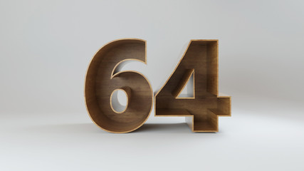 3d rendered wooden number isolated on white background