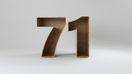 3d rendered wooden number isolated on white background