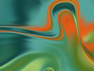 abstract background with waves, glossy , blurred,green,orange 