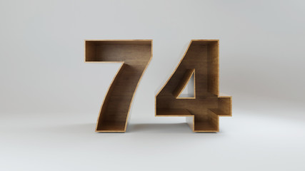 3d rendered wooden number isolated on white background
