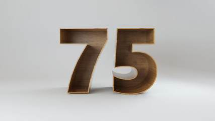 3d rendered wooden number isolated on white background