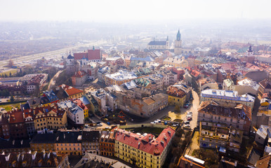 Panoramic view from the drone on the city Lublin. Poland - obrazy, fototapety, plakaty