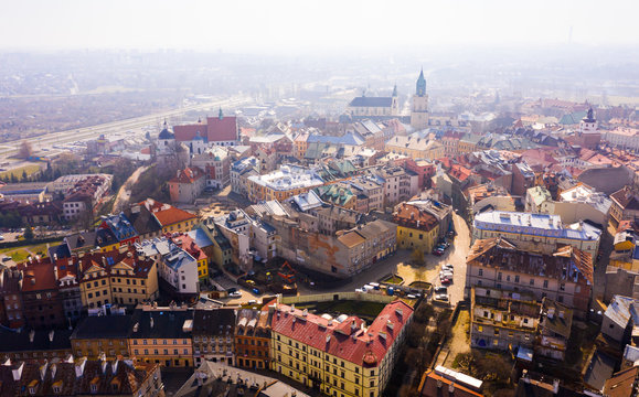 Panoramic view from the drone on the city Lublin. Poland © JackF
