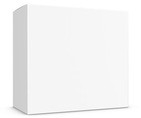 Realistic 3D Box Mock Up Template on White Background.3D Rendering,3D Illustration.Copy Space