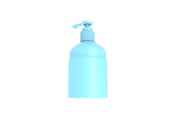 Ads template, blank hand wash realistic plastic bottle with dispenser airless pump. Pharmaceutical container liquid gel, soap, lotion, cream, shampoo, bath foam. 3d illustration