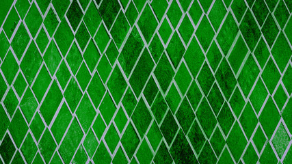 Abstract green geometric rhombus grid tiles texture background