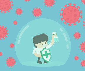 Young businessman in anxiety panic and fear because of the coronavirus outbreak.Space