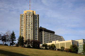 Anchorage, Alaska / USA - August 08, 2019: Hilton hotel in Anchorage town, Anchorage, Alaska,  USA
