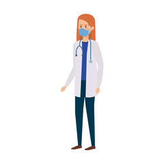 doctor female with face mask isolated icon vector illustration design