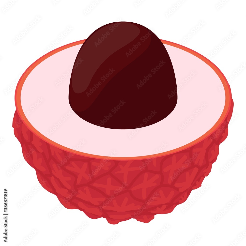 Poster cutted lychee icon. isometric of cutted lychee vector icon for web design isolated on white backgrou