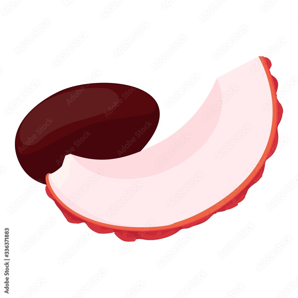 Poster sliced lychee icon. isometric of sliced lychee vector icon for web design isolated on white backgrou