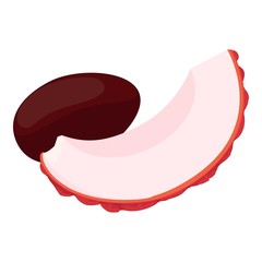 Sliced lychee icon. Isometric of sliced lychee vector icon for web design isolated on white background