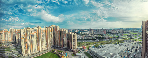 Residential Estate new district with skyscrapers and parks