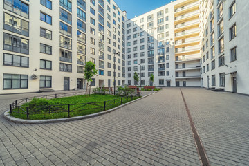 Fototapeta na wymiar Residential Estate new district with inner yard