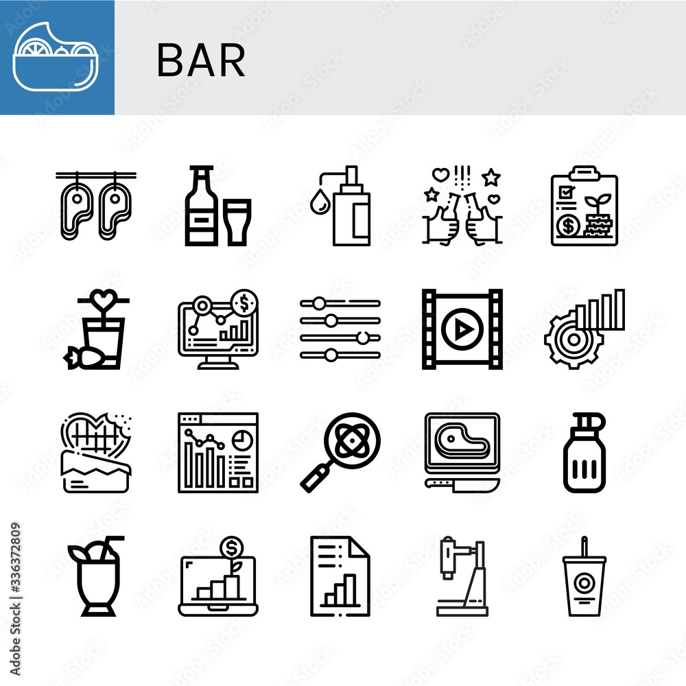 Poster bar simple icons set