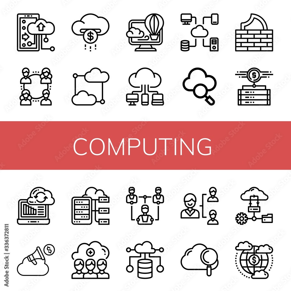 Poster computing simple icons set