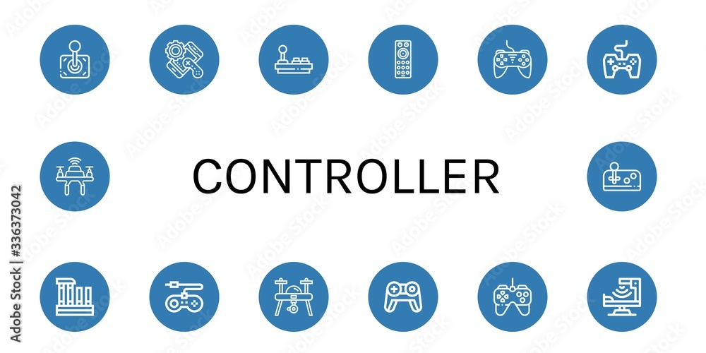 Poster controller simple icons set