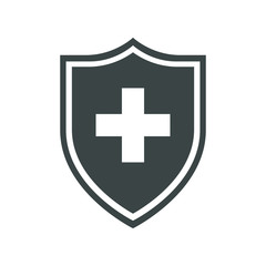 Protection of immunity graphic icon. Shield immune system concept. Protection health sign isolated on white background. Vector illustration 