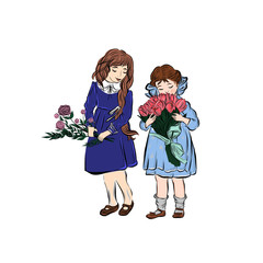 Happy children figures at the holiday