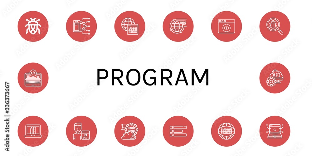 Poster program simple icons set