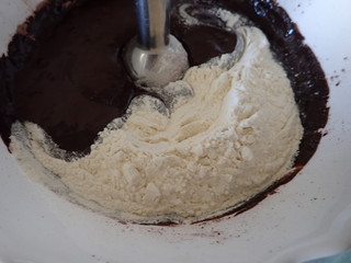 homemade preparation of sweet chocolate cake