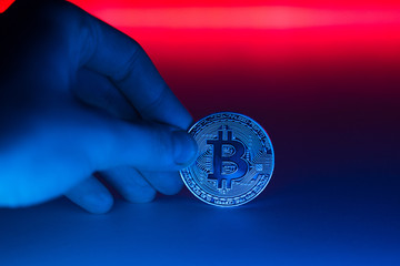 Cryptocurrency Bitcoin in neon light