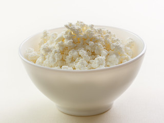 curd in ceramic bowl isolated white background